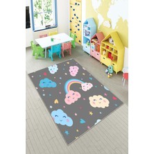 Pelangi Desenli Renkli Dijital Baskılı Yıkanabilir Kaymaz Taban Modern Mutfak Halısı (Süngersiz)