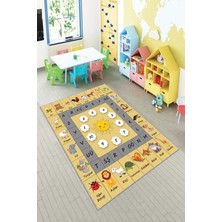 Pelangi Ekonomik Desenli Renkli Dijital Baskı Yıkanabilir Kaymaz Taban Modern Çocuk Halısı.(Süngersiz)