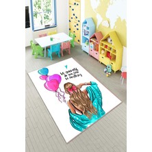 Pelangi Desenli Renkli Dijital Baskı Yıkanabilir Kaymaz Taban Modern Çocuk Halısı ve Yolluk.
