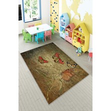 Pelangi Desenli Renkli Dijital Baskılı Yıkanabilir Kaymaz Taban Modern Mutfak Halısı (Süngersiz)