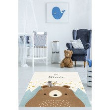 Pelangi Sevimli Ayı Desenli Yıkanabilir Kaymaz Taban Leke Tutmaz Çocuk Odası Halısı