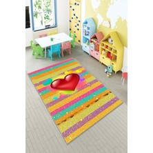 Pelangi Desenli Renkli Dijital Baskı Yıkanabilir Kaymaz Taban Modern Çocuk Halısı ve Yolluk.