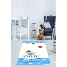 Pelangi Marin Temalı Ayıcıklı Yıkanabilir Kaymaz Taban Leke Tutmaz Çocuk Odası Halısı