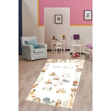 Pelangi Boho Doodle Iskandinav Tarzı Sevimli Hayvanlar Yıkanabilir Kaymaz Taban Leke Tutmaz Çocuk Odası Halısı