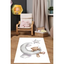 Pelangi Ayda Sallanan Uyuyan Ayıcık Bulut Yıldız Yıkanabilir Kaymaz Taban Leke Tutmaz Çocuk Odası Halısık