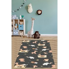 Pelangi Safari Desen Yıkanabilir Kaymaz Taban Leke Tutmaz Çocuk Odası Halısı