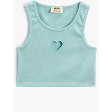 Koton Crop Üst Pencere Detaylı Kolsuz Pamuklu Ribanalı