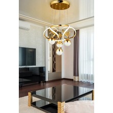 Buiva Dimmerli Kumandalı Modern Sarkıt Kristal Taşlı LED Avize Gold Sarı Ledli Avize Kademeli 3 Renk