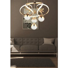 Buiva Dimmerli Kumandalı Modern Sarkıt Kristal Taşlı LED Avize Gold Sarı Ledli Avize Kademeli 3 Renk