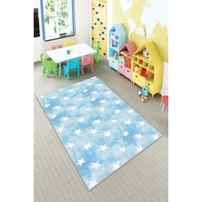 Pelangi Desenli Renkli Dijital Baskı Yıkanabilir Kaymaz Taban Modern Çocuk Halısı ve Yolluk.