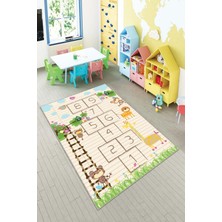 Pelangi Ekonomik Desenli Renkli Dijital Baskı Yıkanabilir Kaymaz Taban Modern Çocuk Halısı.(Süngersiz)