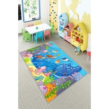 Pelangi Desenli Renkli Dijital Baskılı Yıkanabilir Kaymaz Taban Modern Mutfak Halısı (Süngersiz)