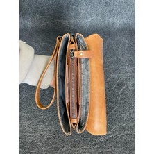 Sanat Leather SL-312 Hakiki Deri Çok Işlevli Özel Portföy Kartlık Bölmeli El Çantası 22,5 Cm×13,5 cm Sanat Leather
