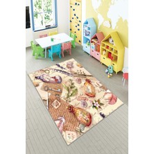 Pelangi Desenli Renkli Dijital Baskılı Yıkanabilir Kaymaz Taban Modern Mutfak Halısı (Süngersiz)