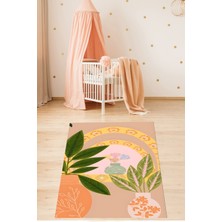 Pelangi Tropikal Yapraklar Renkli Çiçek Iskandinav Yıkanabilir Kaymaz Taban Leke Tutmaz Çocuk Odası Halısık