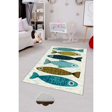 Pelangi Desenli Renkli Dijital Baskılı Yıkanabilir Kaymaz Taban Modern Mutfak Halısı (Süngersiz)