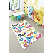 Pelangi Desenli Renkli Dijital Baskılı Yıkanabilir Kaymaz Taban Modern Mutfak Halısı (Süngersiz)