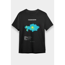 Darkhane Kazakistan Siyah Unisex Tişört T-Shirt