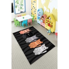 Pelangi Ekonomik Desenli Renkli Dijital Baskı Yıkanabilir Kaymaz Taban Modern Çocuk Halısı.(Süngersiz)