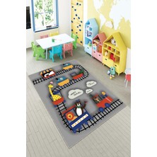 Pelangi Ekonomik Desenli Renkli Dijital Baskı Yıkanabilir Kaymaz Taban Modern Çocuk Halısı.(Süngersiz)