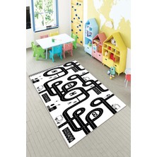 Pelangi Ekonomik Desenli Renkli Dijital Baskı Yıkanabilir Kaymaz Taban Modern Çocuk Halısı.(Süngersiz)