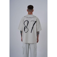 Machinist Erkek Herb Printed Baskılı Oversize Gri Tişört