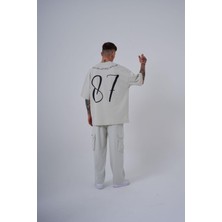 Machinist Erkek Herb Printed Baskılı Oversize Gri Tişört