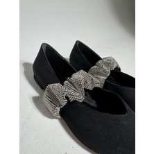 Eataly Shoes Ice Siyah Taş Bantı Babet