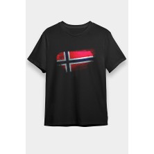 Darkhane Norveç - Norway Siyah Unisex Tişört T-Shirt