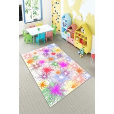 Pelangi Desenli Renkli Dijital Baskılı Yıkanabilir Kaymaz Taban Modern Mutfak Halısı (Süngersiz)