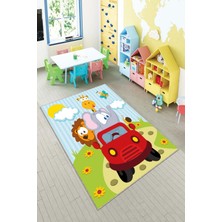 Pelangi Desenli Renkli Dijital Baskılı Yıkanabilir Kaymaz Taban Modern Mutfak Halısı (Süngersiz)