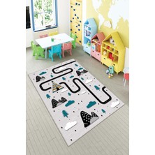 Pelangi Ekonomik Desenli Renkli Dijital Baskı Yıkanabilir Kaymaz Taban Modern Çocuk Halısı.(Süngersiz)