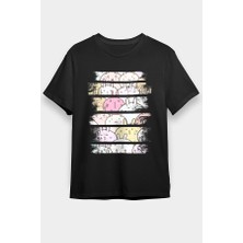 Darkhane Renkli Tavşanlar Siyah Unisex Tişört T-Shirt