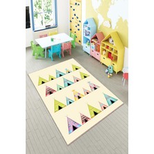 Pelangi Desenli Renkli Dijital Baskı Yıkanabilir Kaymaz Taban Modern Çocuk Halısı ve Yolluk.