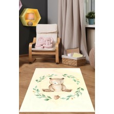 Pelangi Bohem Tatlı Ayıcık  Yıkanabilir Kaymaz Taban Leke Tutmaz Çocuk Odası Halısı