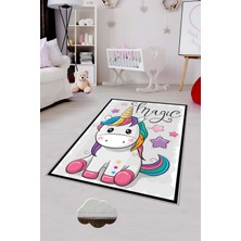 Pelangi Desenli Renkli Dijital Baskılı Yıkanabilir Kaymaz Taban Modern Mutfak Halısı (Süngersiz)