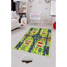 Pelangi Desenli Renkli Dijital Baskı Yıkanabilir Kaymaz Taban Modern Çocuk Halısı ve Yolluk.