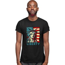Darkhane Özgürlük Heykeli Siyah Unisex Tişört T-Shirt