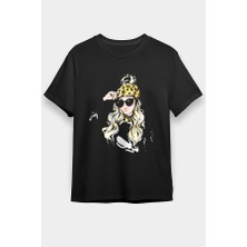 Darkhane Leopar Kış Tarzı Siyah Unisex Tişört T-Shirt