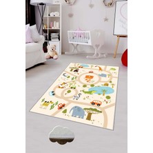 Pelangi Desenli Renkli Dijital Baskılı Yıkanabilir Kaymaz Taban Modern Mutfak Halısı (Süngersiz)