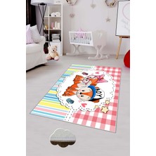 Pelangi Desenli Renkli Dijital Baskılı Yıkanabilir Kaymaz Taban Modern Mutfak Halısı (Süngersiz)