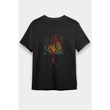 Darkhane Devre Ağaç Siyah Unisex Tişört T-Shirt