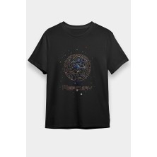 Darkhane Merkür Çizim Siyah Unisex Tişört T-Shirt