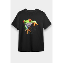Darkhane Yeşil Kurbağa Siyah Unisex Tişört T-Shirt