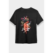 Darkhane Pembe Yılan Siyah Unisex Tişört T-Shirt