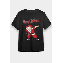 Darkhane Yılbaşı Noel Baba Siyah Unisex Tişört T-Shirt