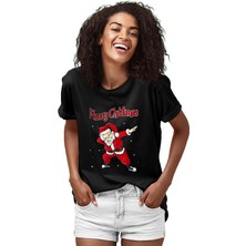 Darkhane Yılbaşı Noel Baba Siyah Unisex Tişört T-Shirt