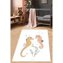 Pelangi Deniz Atı Yıkanabilir Kaymaz Taban Leke Tutmaz Çocuk Odası Halısı