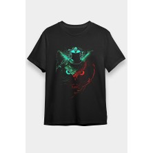 Darkhane Kızgın Kedi Siyah Unisex Tişört T-Shirt