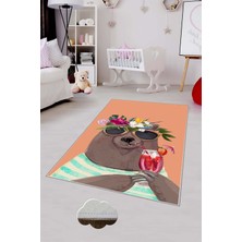 Pelangi Desenli Renkli Dijital Baskılı Yıkanabilir Kaymaz Taban Modern Mutfak Halısı (Süngersiz)